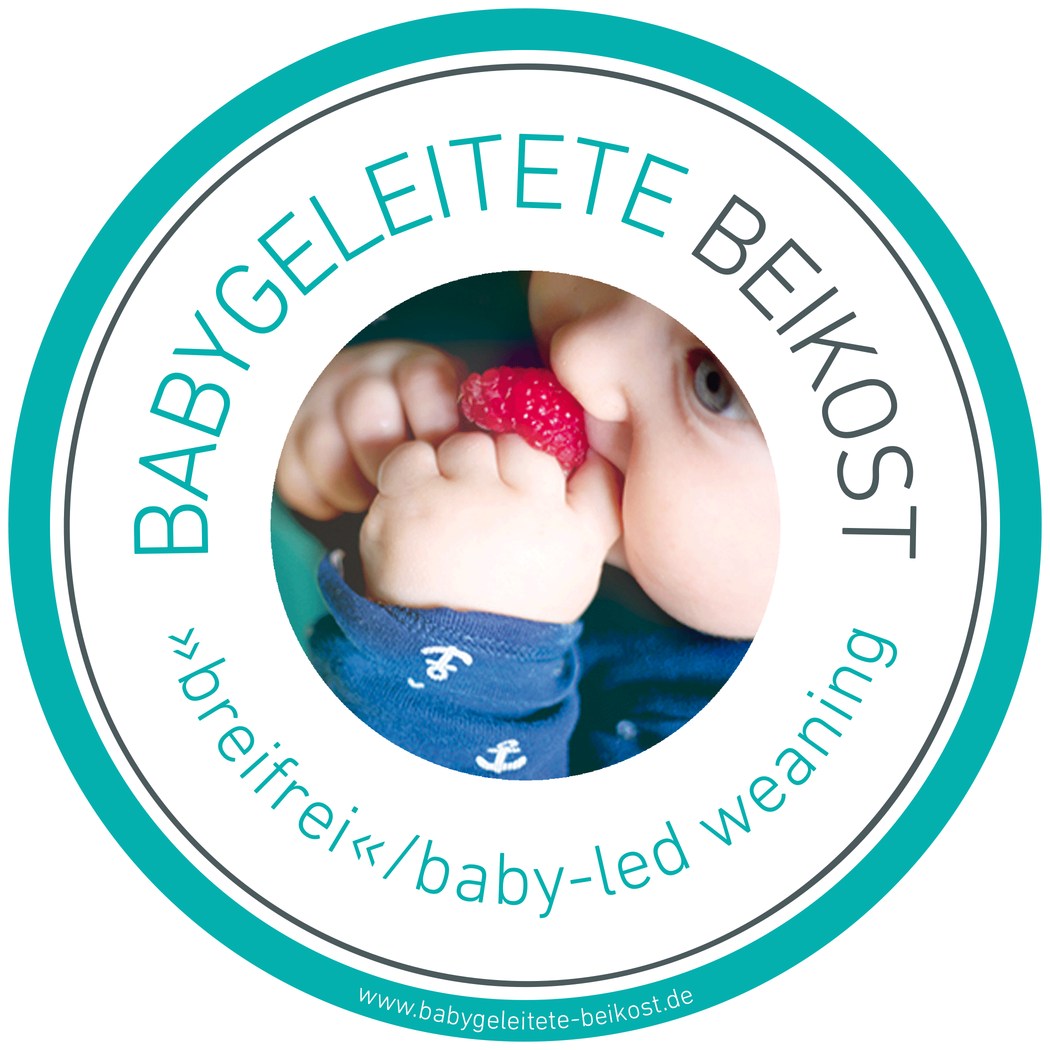 Siegel mit der Schrift: Babygeleitete Beikost Breifrei/baby-let weaning